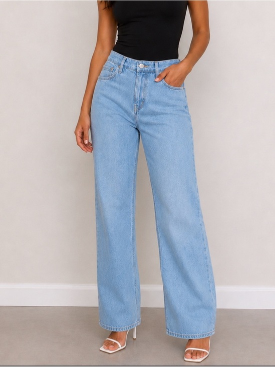 L'AGENCE Denim - L'AGENCE Light Blue Wide-Leg Jeans